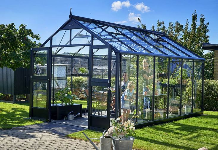 Serre de Jardin en Verre Trempé Alu Anthracite 13 m² – Juliana Premium