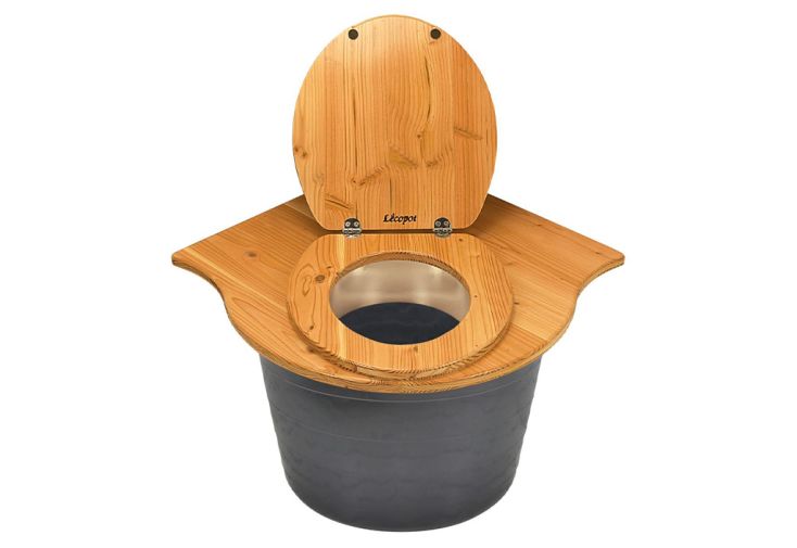 Toilette sèche d’angle en épicéa ou douglas pour cabine Ventarèl - 62 x 62 x 42 cm