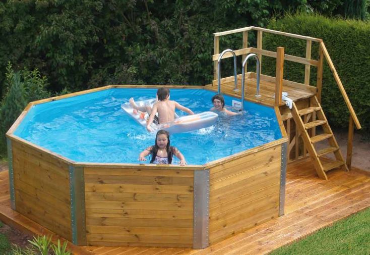Piscine Bois HorsSol Korsika + Kit 11,4 m3 D3,97 Weka