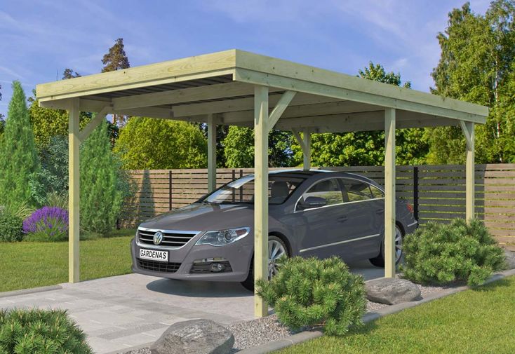 Carport simple en bois d’épicéa traité Gardenas – 16,9 m² 