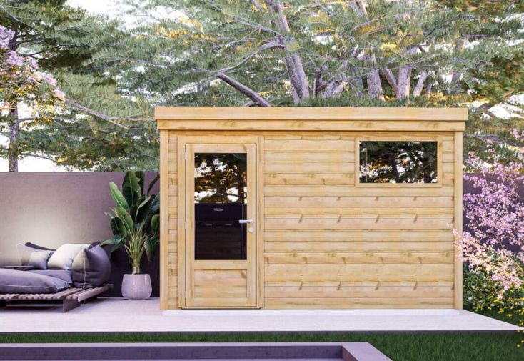 Abri de jardin en bois de pin traité et toiture bac acier – 8,3 m²