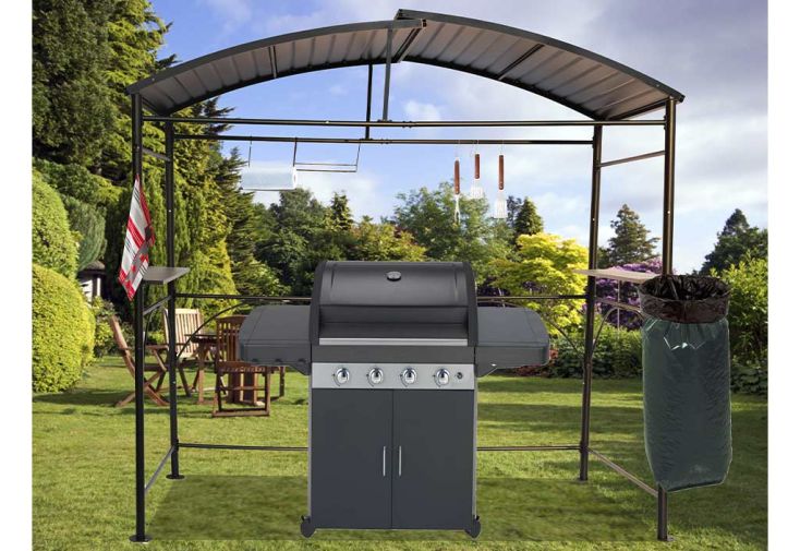 Carport abri pour barbecue acier galvanisé et époxy 1,5 x 2,5 m