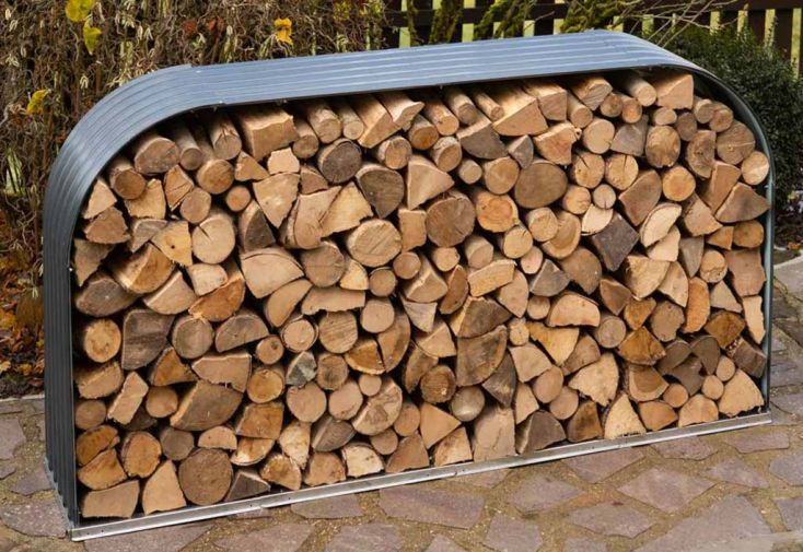 Bûcher en acier galvanisé Hajo – 212 x 46 x 111 cm