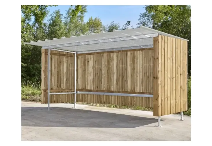 Abri vélos et motos en bois et acier - 3,85 x 1,20 m