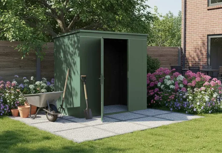 Abri de jardin métal galvanisé 3,1 m² - Gary T4 vert