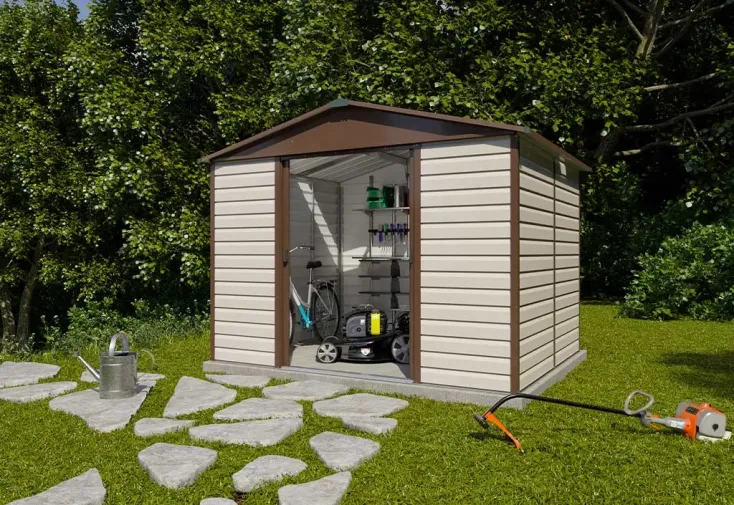 Abri de jardin Trigano 7 m² en acier galvanisé - Taupe Marron