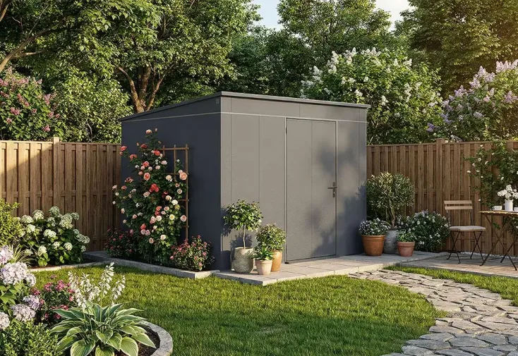 Abri de jardin métal galvanisé 8,2 m² - Gary T9 gris anthracite