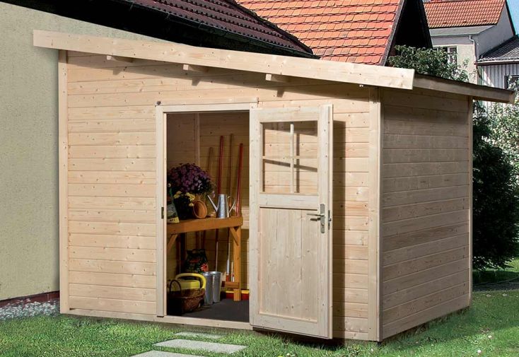 Abri de jardin adossé en bois d'épicéa brut 260 T2 – 7,05 m² - Weka