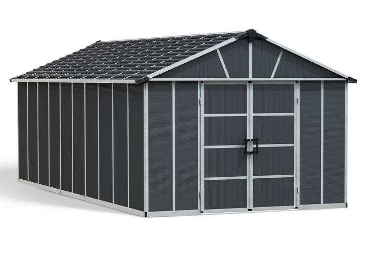 Abri de jardin en polycarbonate et aluminium Yukon 20 m² - Gris