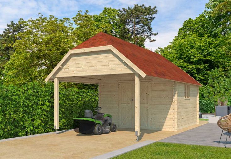 Abri de Jardin Bois d’Épicéa Auvent + Toit Shingle Oxford XL 23 m²