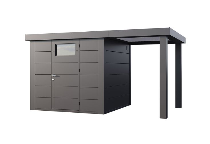 Abri de jardin en métal avec auvent Open Lounge anthracite – 9,7 m²