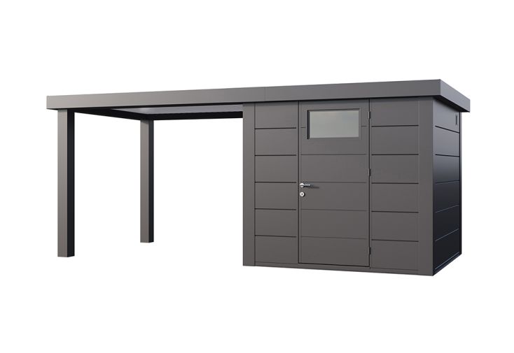 Abri de jardin en métal avec auvent Open Lounge anthracite – 12,5 m²