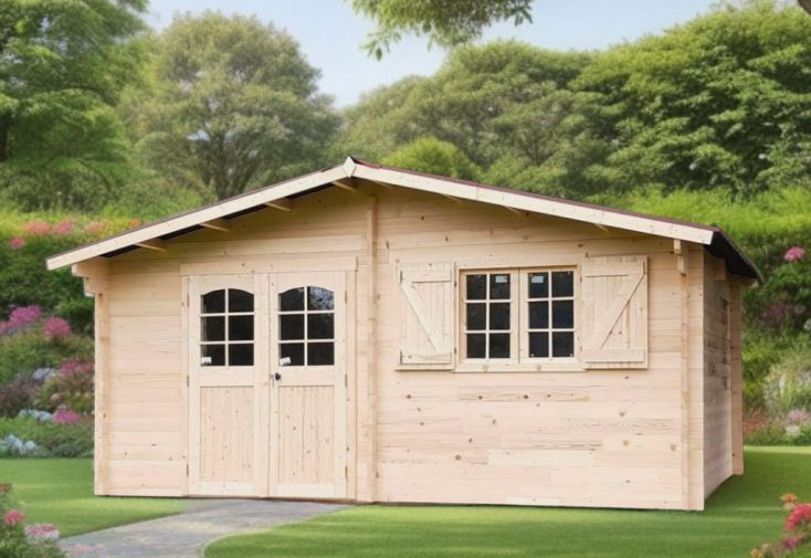 Abri de jardin en bois brut 22 m² - Nancy 42 mm