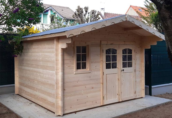 Abri de jardin en bois brut 42 mm + joint d'étanchéité - 12 m²