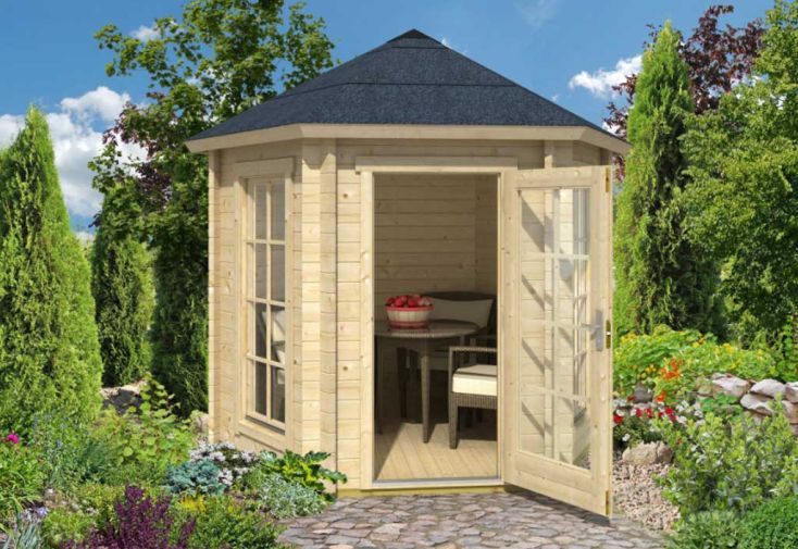 Abri de Jardin Hexagonal en Bois Margaret 44 mm – 242 x 280 cm