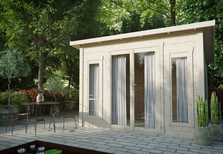 Abri de Jardin en Bois Toit Plat + Porte Vitrée 9 m² – Kinos