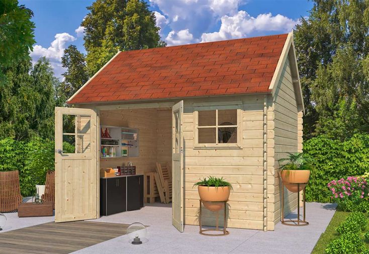 Abri de Jardin en Bois d’Épicéa avec Toit en Shingle Coventry L 11 m²