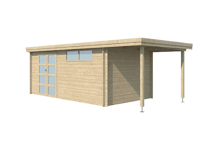 Abri de Jardin Bois d’Épicéa Toit en Acier + Extension Oregon 18 m² 