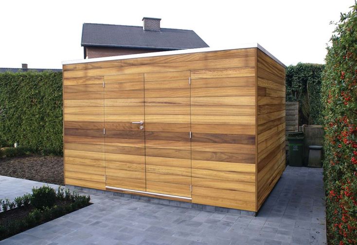 Abri de Jardin en Iroko 15 mm Box D – 300 cm (Profondeur au choix)