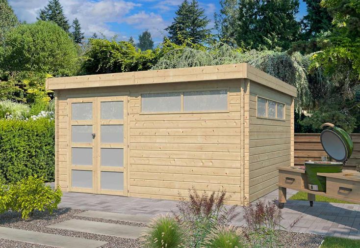 Abri de jardin en bois avec toit plat 15 m² Modern