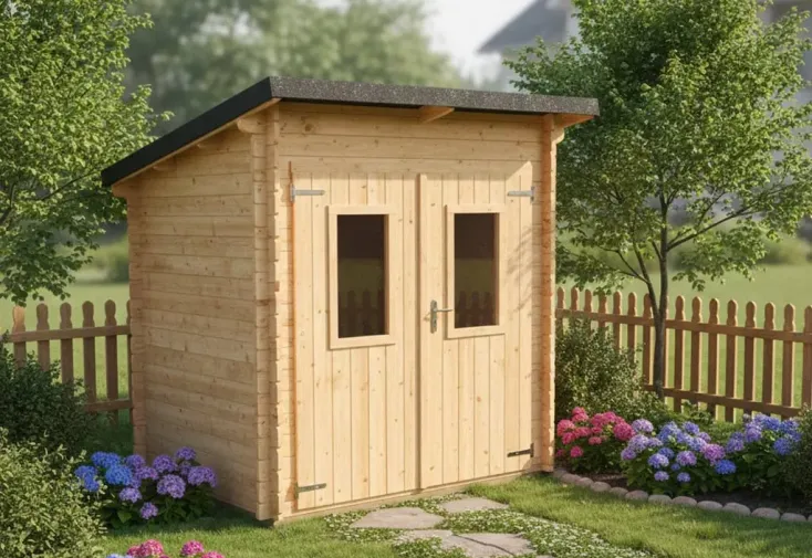 Abri de jardin en bois + 2 panneaux solaires 1 kwc - 3 m² 