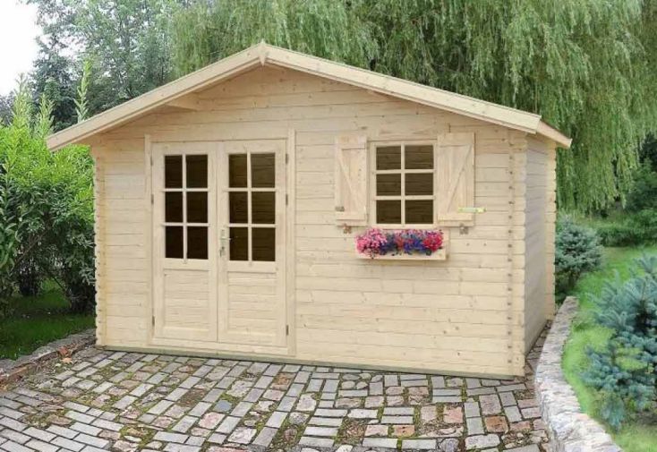 Abri de Jardin Bois Pommier 14 (398x398x263) 34 mm