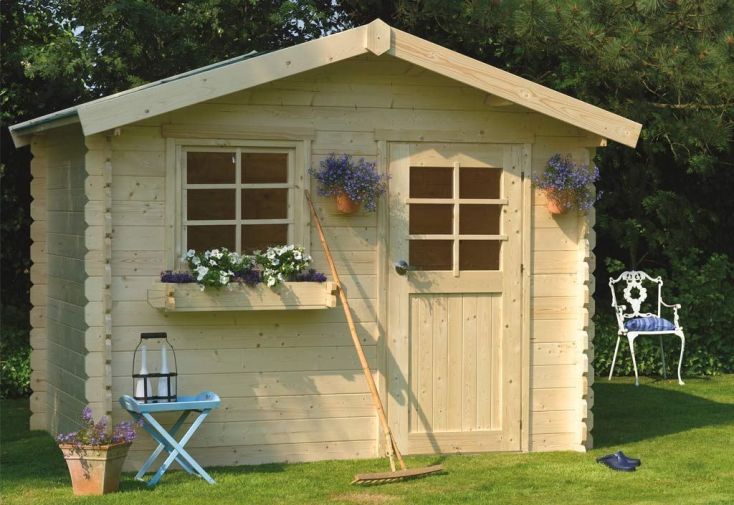 Cabanon de jardin en bois thermo traité de 9m2 avec son toit double pente  en bac