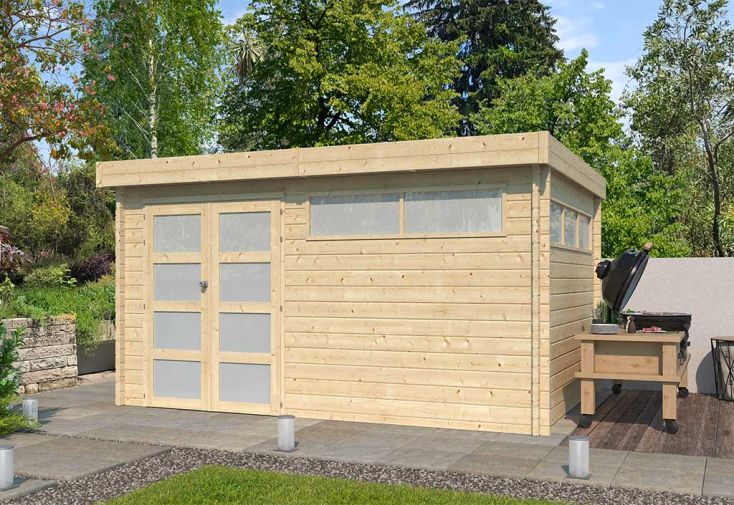 Abri de jardin en bois avec toit plat 12 m² Modern