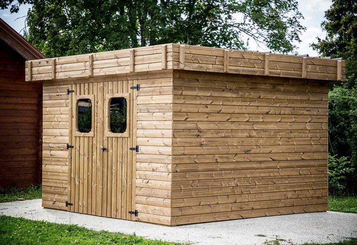 Abri de jardin en bois d’épicéa traité toit bac acier Thalasso – 9 m²