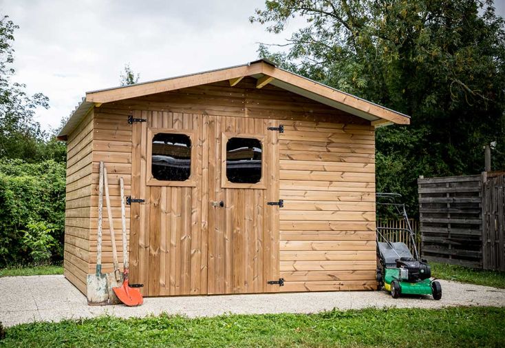 Abri de jardin en bois d’épicéa traité toit bac acier Therma – 7,58 m²