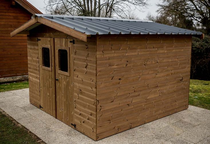 Abri de jardin en bois d’épicéa traité toit bac acier Thiers – 5,05 m²