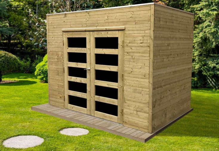 Abri de Jardin en Bois Traité Capri 19 mm – 6 m² avec Toit Plat