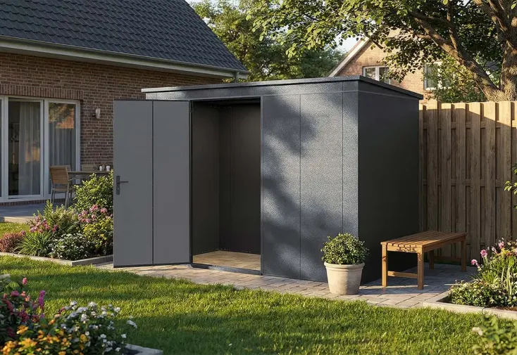 Abri de jardin métal galvanisé 3,7 m² - Gary T7 gris anthracite