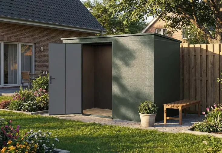 Abri de jardin métal galvanisé 3,7 m² - Gary T7 vert