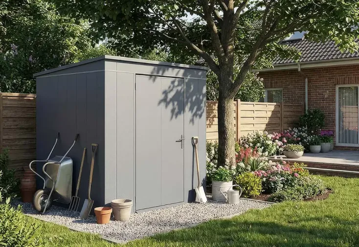 Abri de jardin métal galvanisé 3,3 m² - Gary T3 gris anthracite