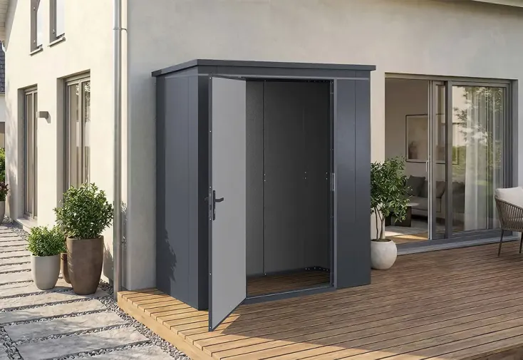 Abri de jardin métal galvanisé 1,5 m² - Gary T1 gris anthracite