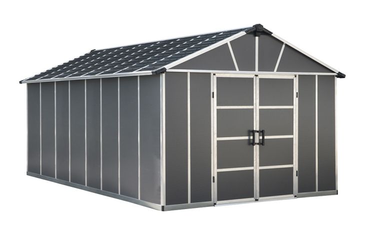 Abri de jardin en polycarbonate et aluminium Yukon 15 m² - Gris