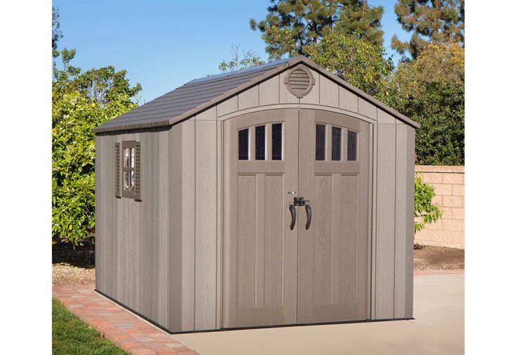 Abri de Jardin en Polyéthylène Imitation Bois et Acier Inox 7,4 m² 