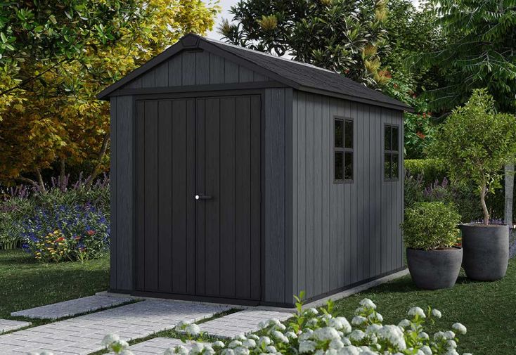 Abri de jardin en résine effet bois gris Newton Plus 759 – 6,6 m²