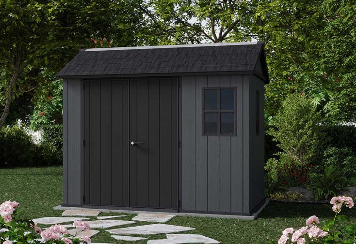 Abri de jardin en résine effet bois gris Newton Plus 975 – 6,6 m²