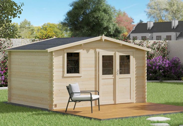 Abri de jardin en bois d’épicéa brut Juno – 11,9 m²