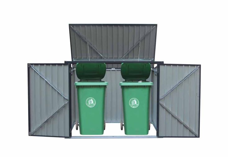 Cache-Poubelle Double en Acier 100 x 172 x 131 cm