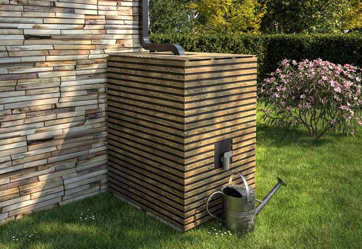 Abri pour récupérateur d’eau en bois traité Kubo -  105 x 120 x 153 cm