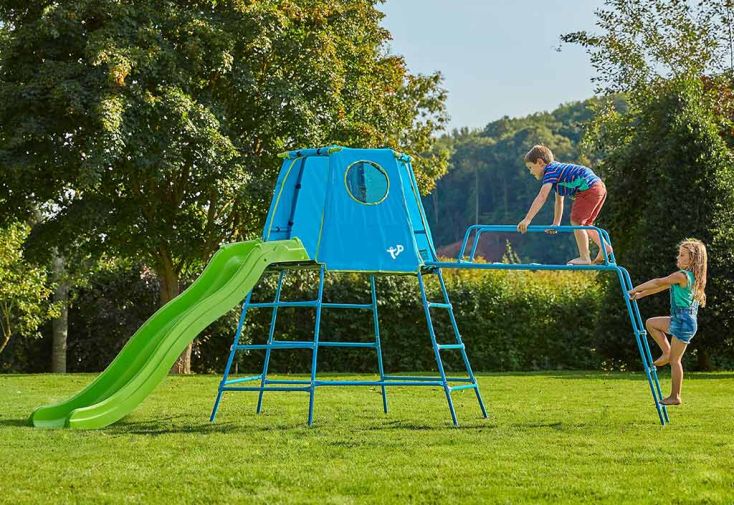 Aire de jeux évolutive : cabane, pont de singe et toboggan - TP Explorer