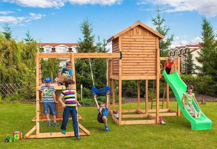 Aire de Jeux MySide Spider : Cabane + Toboggan + Portique + Escalade