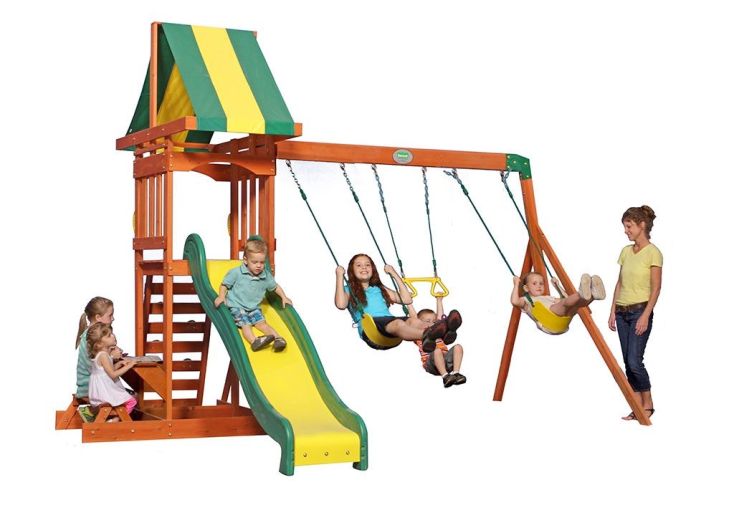 Portique en Bois avec Balançoire et Toboggan Sunnydale Backyard Discovery