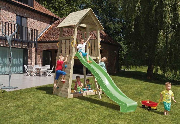 Aire de Jeux Belvédère en Bois Autoclave avec Toboggan 