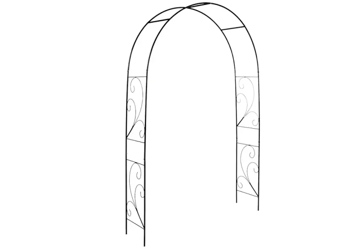 Arche de jardin en métal noir 134 x 220 cm - décor volutes