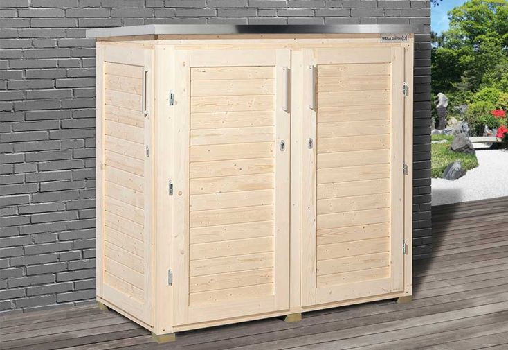 Armoire basse en resine pour abri de jardin