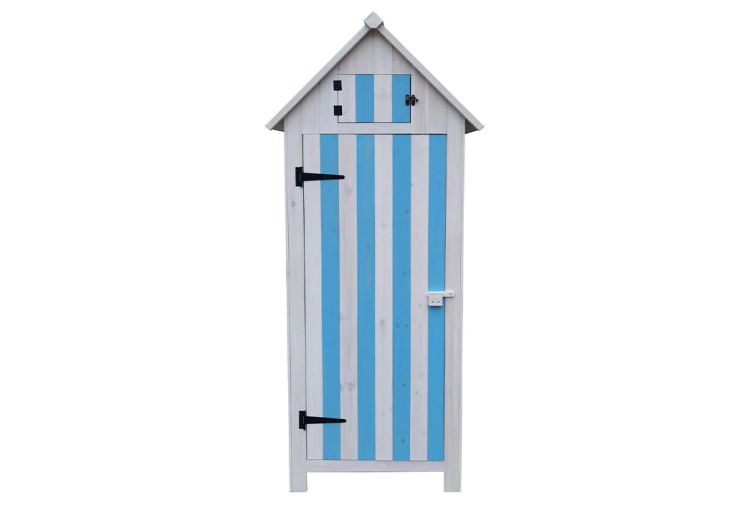 Armoire de jardin en bois 10 mm blanc et bleu 3 étagères - 179 cm